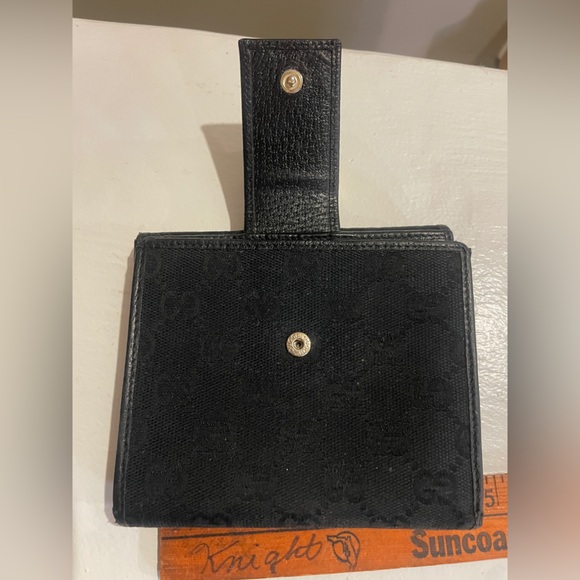 Gucci Black GG Canvas Leather Bifold Wallet Gold Horsebit Hardware - Picture 10 of 14